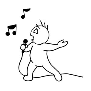 personnage en train de chanter avec un micro