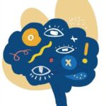 illustration d'un cerveau rempli de pensées en tout genre